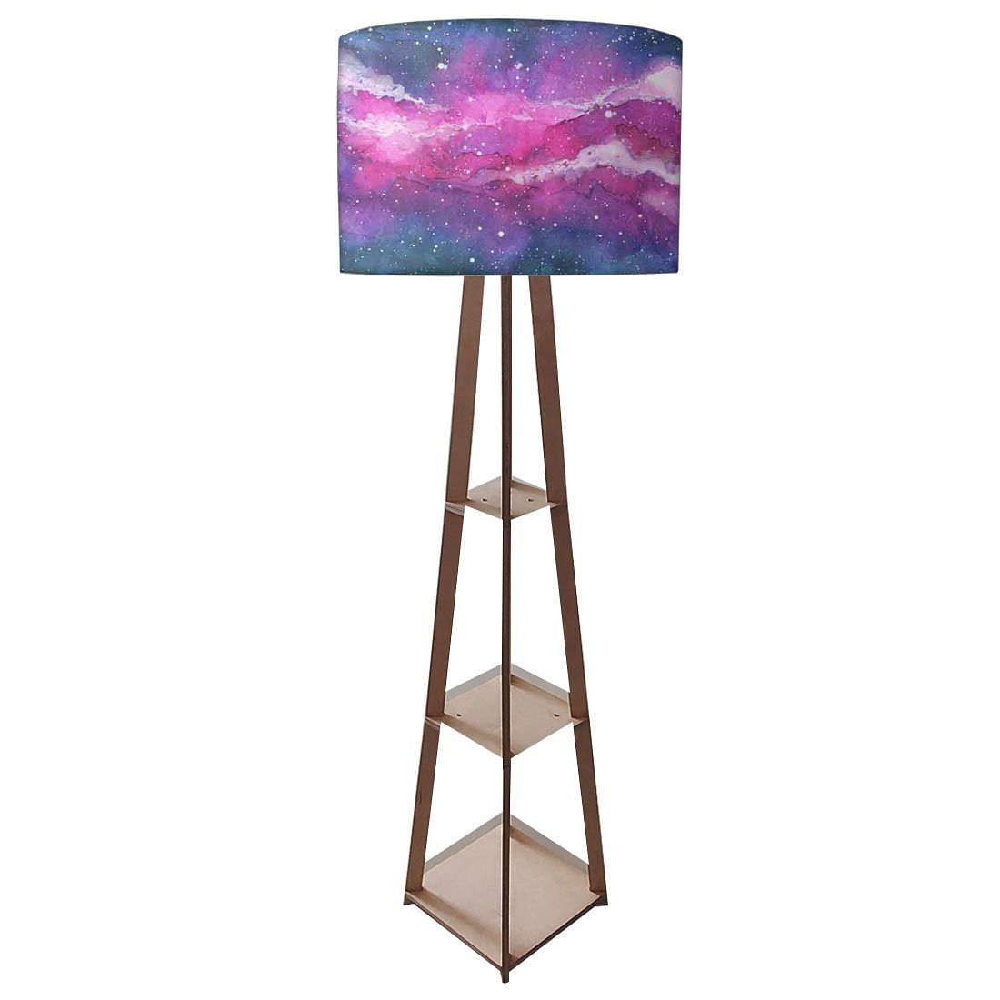 Wooden Shelf Tripod Floor Lamp for Bedroom - Space Nutcase