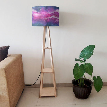 Wooden Shelf Tripod Floor Lamp for Bedroom - Space Nutcase