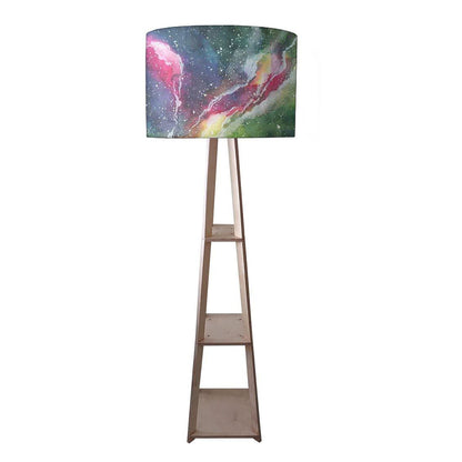 Wooden Tripod Floor Lamp  -   Space Green Watercolor Nutcase