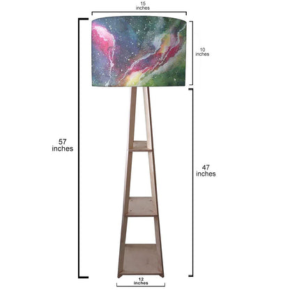 Wooden Tripod Floor Lamp  -   Space Green Watercolor Nutcase