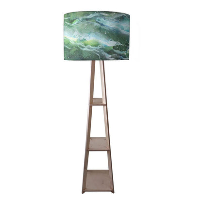 Large Wooden Floor Lamp  -   Space Dark Blue Watercolor Nutcase