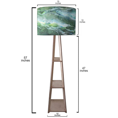 Large Wooden Floor Lamp  -   Space Dark Blue Watercolor Nutcase