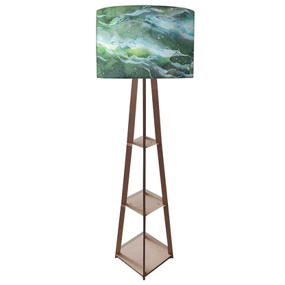 Large Wooden Floor Lamp  -   Space Dark Blue Watercolor Nutcase