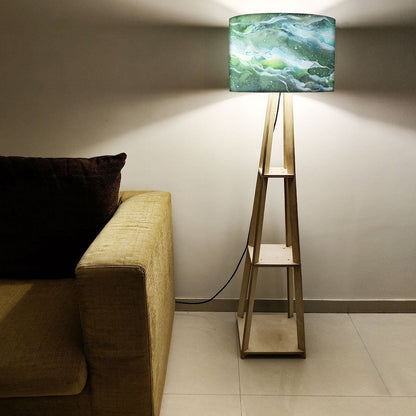 Large Wooden Floor Lamp  -   Space Dark Blue Watercolor Nutcase