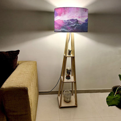 Modern Floor Lamps For Living Room  -   Pink Multicolor Ink Watercolor Nutcase