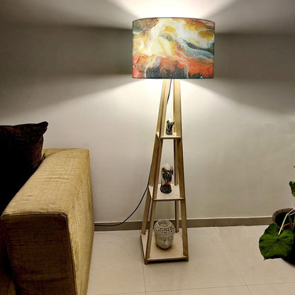Tall Wooden Standing Lamps  -   Gray Ink Watercolor Nutcase