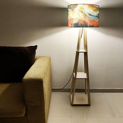 Tall Wooden Standing Lamps  -   Gray Ink Watercolor Nutcase