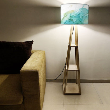 Wooden Floor Lamp  -   Pink Ink Watercolor Nutcase