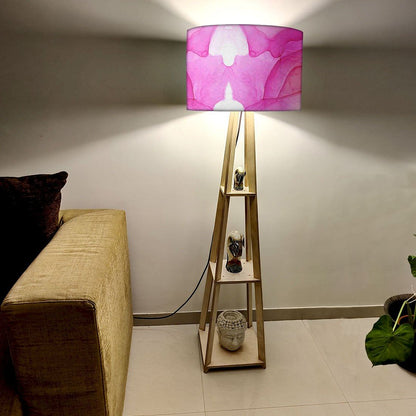Floor Lamp with Shelves  -   Purple Pink Multicolor Ink Watercolor Nutcase