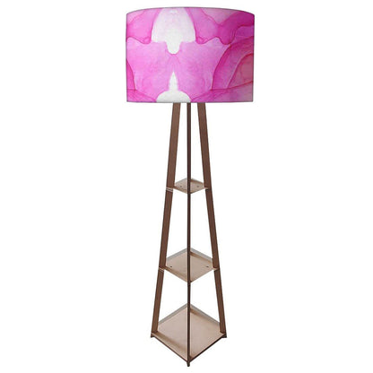 Floor Lamp with Shelves  -   Purple Pink Multicolor Ink Watercolor Nutcase