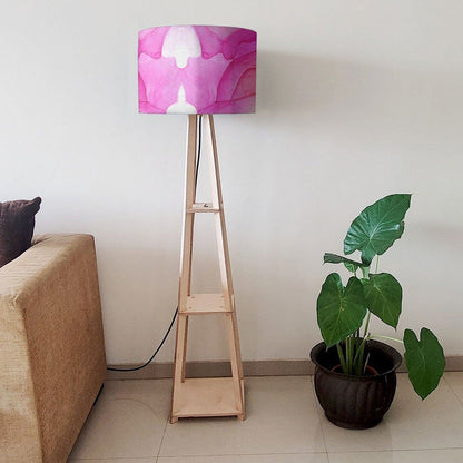 Floor Lamp with Shelves  -   Purple Pink Multicolor Ink Watercolor Nutcase