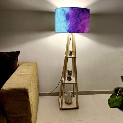 Standing Tripod Lamp  -   Blue Ink Watercolor Nutcase