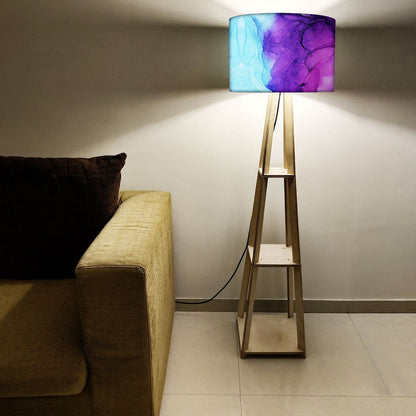 Standing Tripod Lamp  -   Blue Ink Watercolor Nutcase