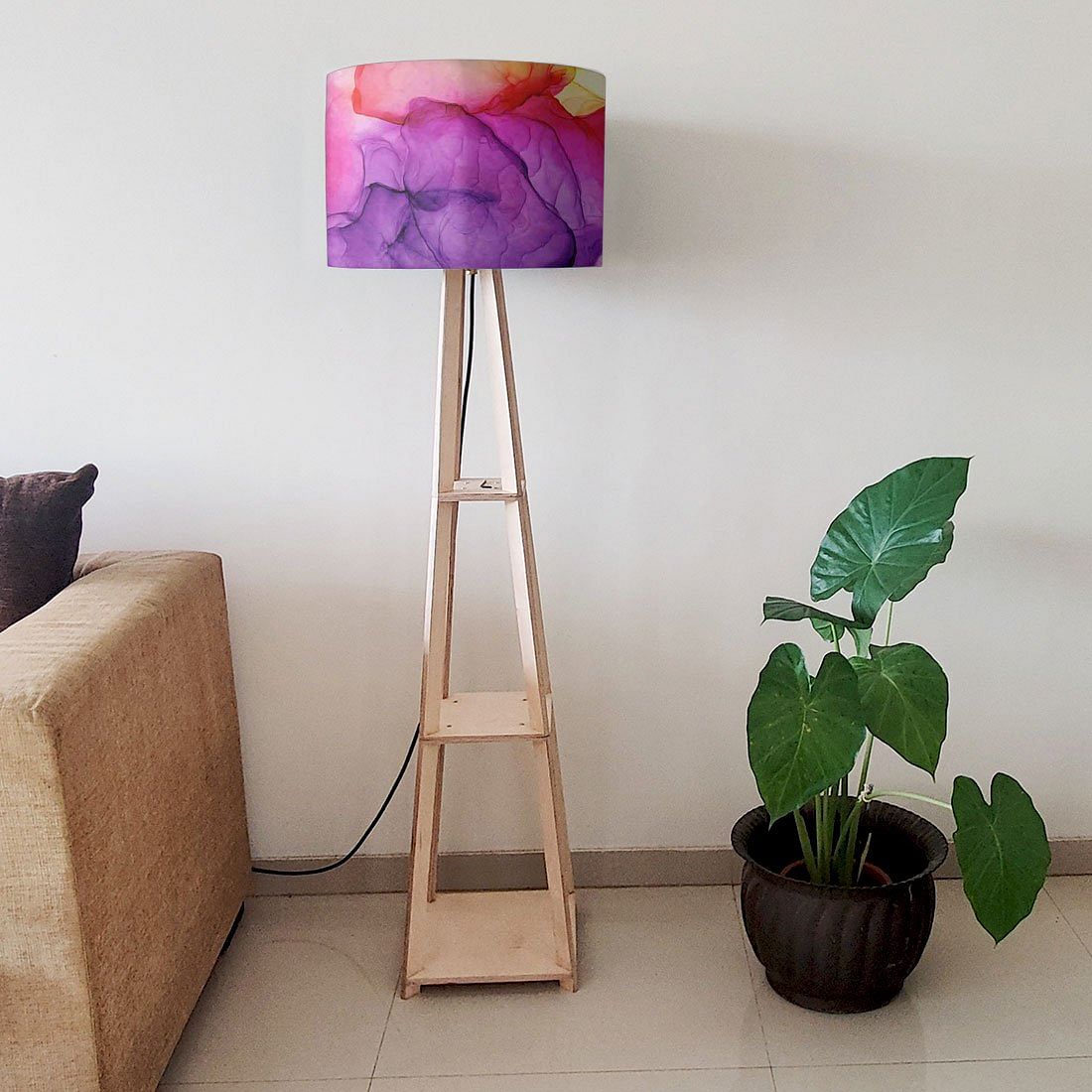 Shelf Tripod Floor Lamp for Bedside Light - Watercolor Nutcase