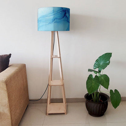 Standing Wooden Tripod Light  -   Purple Ink Watercolor Nutcase