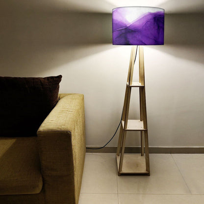 Wooden Tripod Floor Lamp  -   Pink Golden Ink Watercolor Nutcase