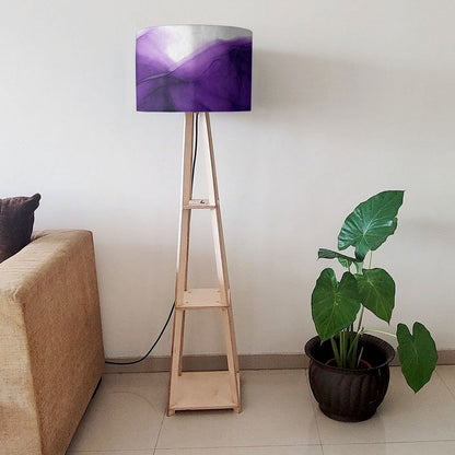 Wooden Tripod Floor Lamp  -   Pink Golden Ink Watercolor Nutcase
