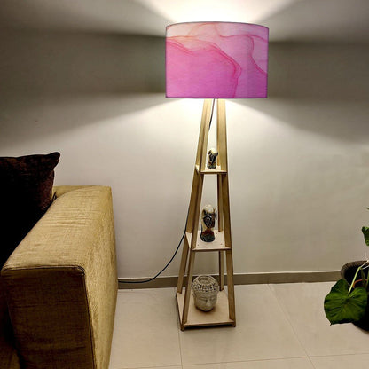 Small Wooden Floor Lamp  -   Black Ink Watercolor Nutcase