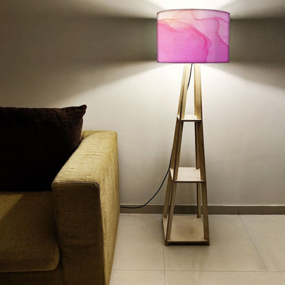 Small Wooden Floor Lamp  -   Black Ink Watercolor Nutcase