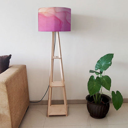 Small Wooden Floor Lamp  -   Black Ink Watercolor Nutcase