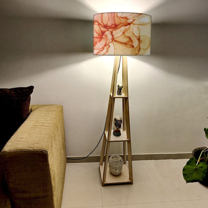 Tall Wooden Standing Lamps  -   Purple Multicolor Ink Watercolor Nutcase
