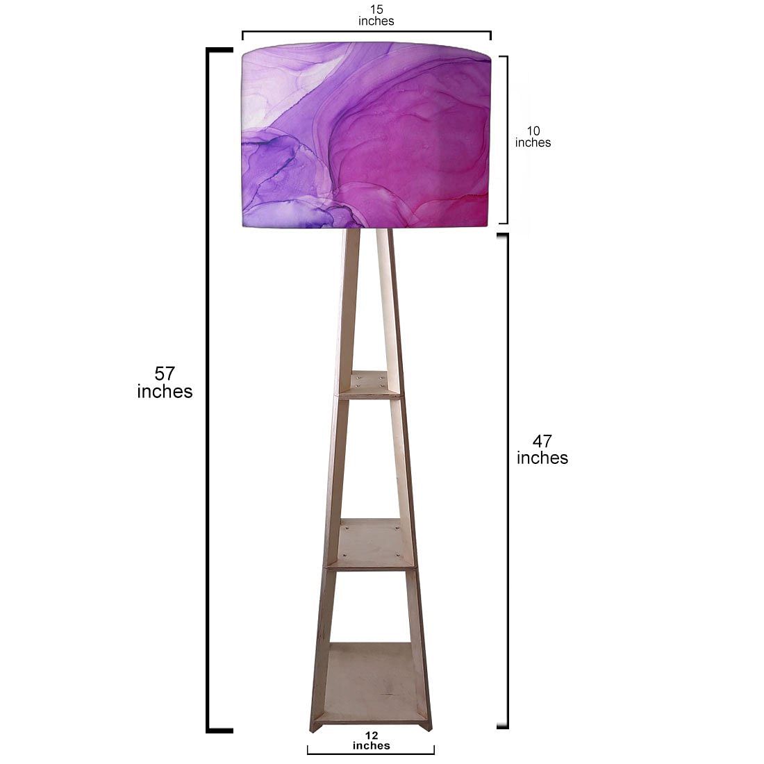 Wooden Corner Lamps with Shelves  -   Dark Pink Purple Ink Watercolor Nutcase