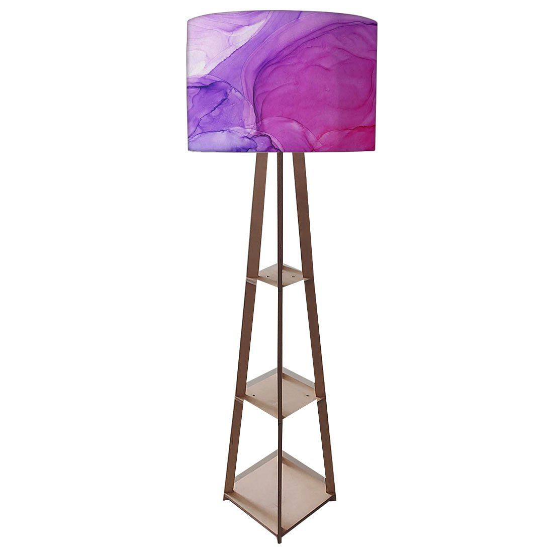 Wooden Corner Lamps with Shelves  -   Dark Pink Purple Ink Watercolor Nutcase