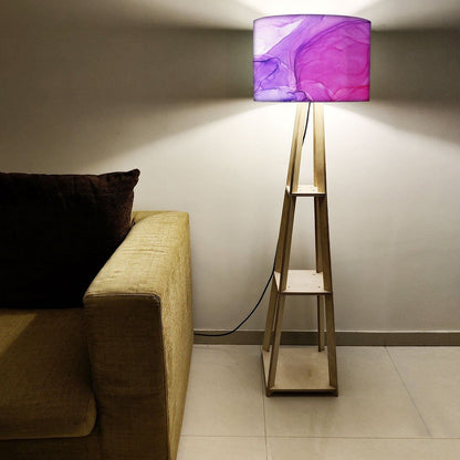 Wooden Corner Lamps with Shelves  -   Dark Pink Purple Ink Watercolor Nutcase