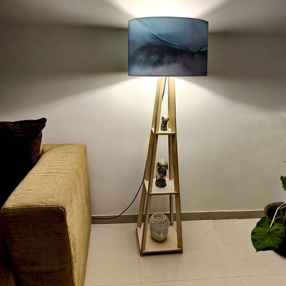 Wooden Floor Lamp  -   Pink Ink Watercolor Nutcase