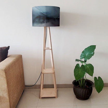 Wooden Floor Lamp  -   Pink Ink Watercolor Nutcase
