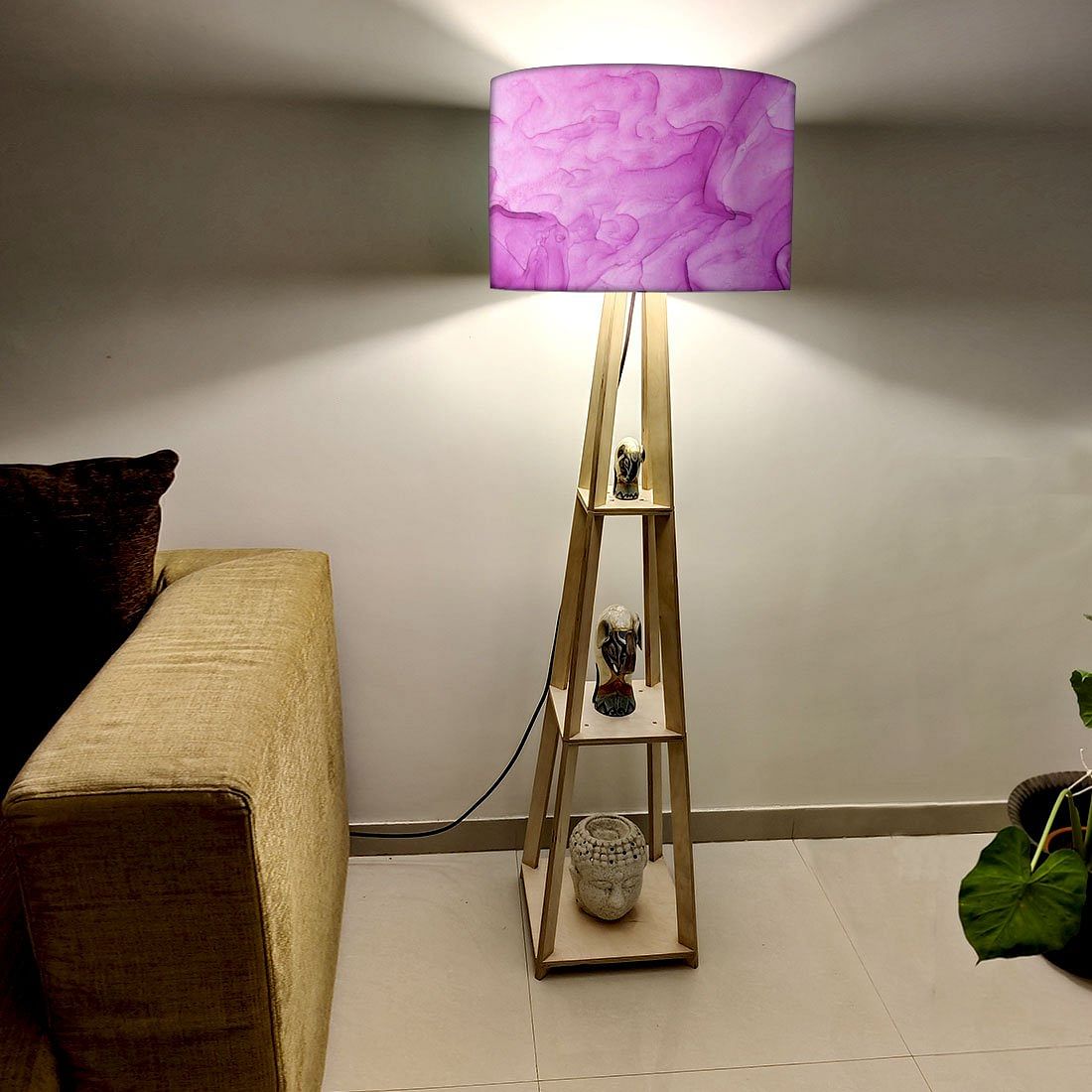 Purple Floor Lamp with Shelves Night Light - Nutcase