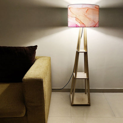 Shelf Tripod Floor Lamp  -   Green Purple Ink Watercolor Nutcase