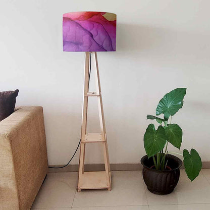 Wooden Tripod Floor Lamp  -   Yellow Ink Watercolor Nutcase
