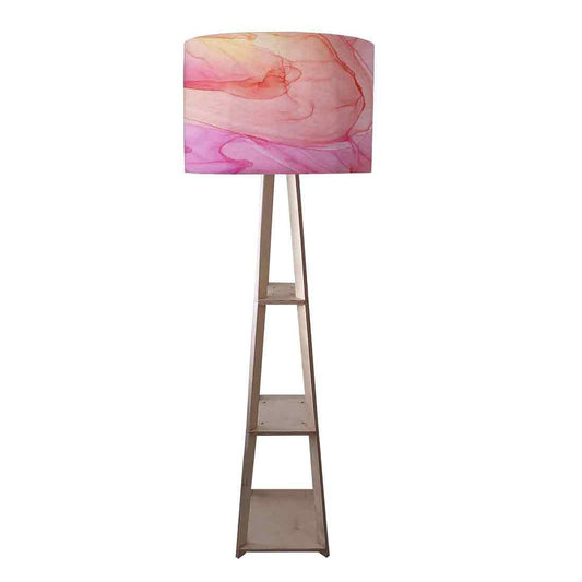 Large Wooden Floor Lamp  -   Pink Purple Ink Watercolor Nutcase
