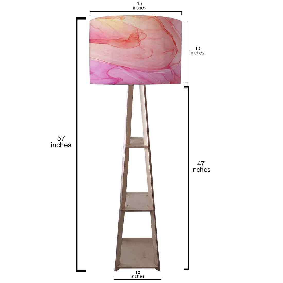 Large Wooden Floor Lamp  -   Pink Purple Ink Watercolor Nutcase