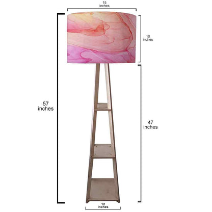 Large Wooden Floor Lamp  -   Pink Purple Ink Watercolor Nutcase