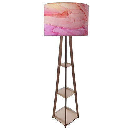 Large Wooden Floor Lamp  -   Pink Purple Ink Watercolor Nutcase