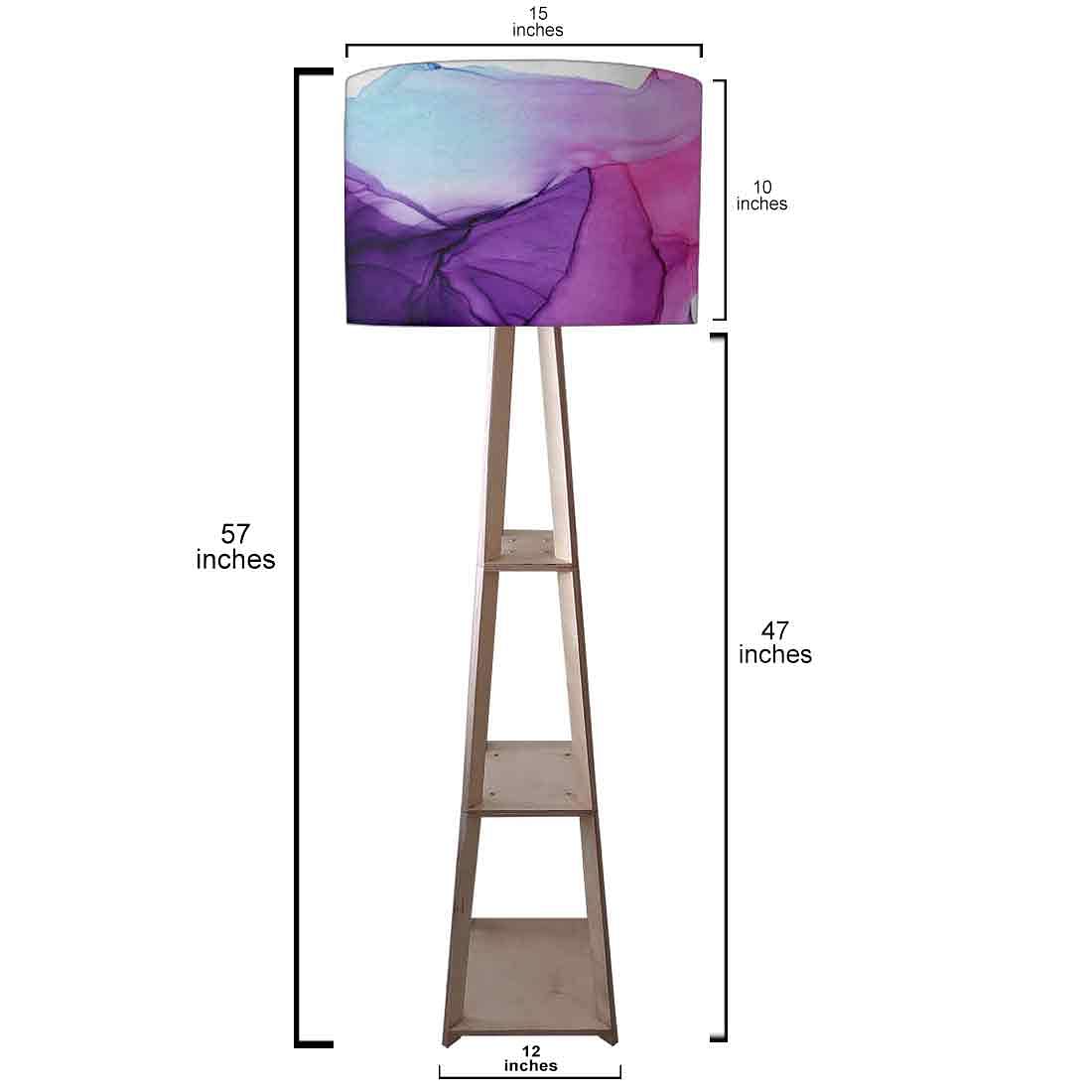 Small Wooden Floor Lamp  -   Pink Purple Ink Watercolor Nutcase