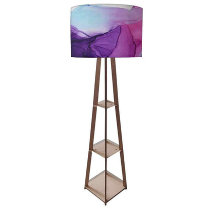 Small Wooden Floor Lamp  -   Pink Purple Ink Watercolor Nutcase