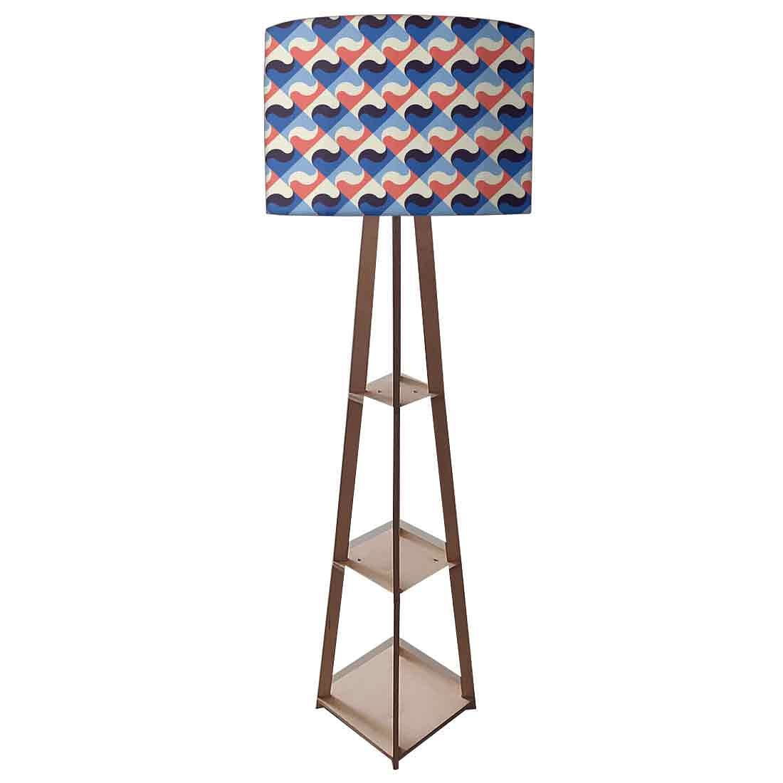Wooden Corner Lamps with Shelves  -   Retro Circle Pattern Nutcase
