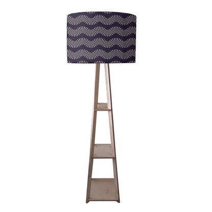 Wooden Floor Lamp with Shelf for Bedroom - Retro Pattern Nutcase