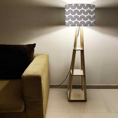 Floor Lamp with Shelves  -   Green Purple Mermaid Watercolor Nutcase