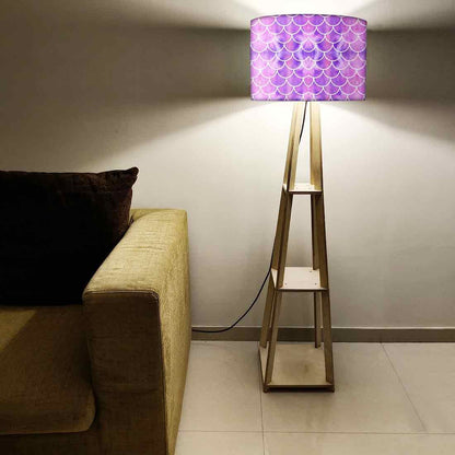 Tripod Floor Lamp  -   Blue Purple Mermaid Watercolor Nutcase