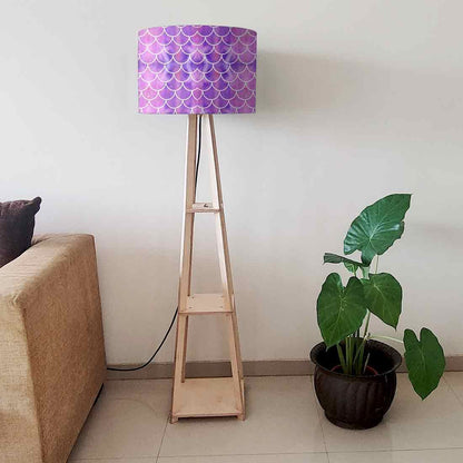 Tripod Floor Lamp  -   Blue Purple Mermaid Watercolor Nutcase