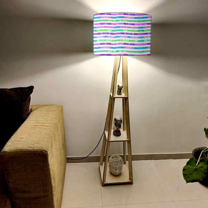 Shelf Tripod Floor Lamp  -   Multicolor Mermaid Watercolor Nutcase