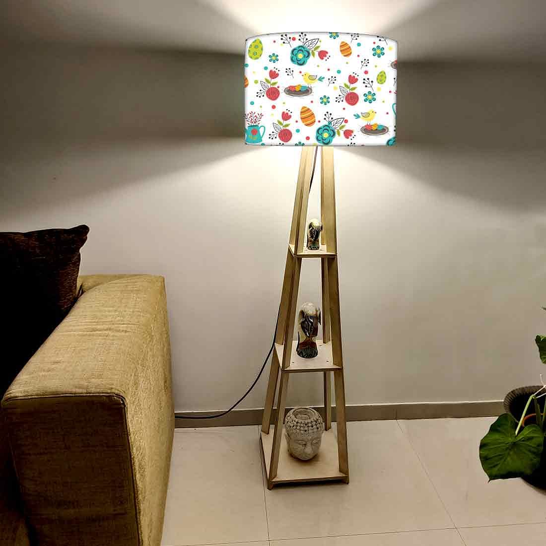 Large Wooden Floor Lamp  -   Colorful Eggs Bird Nutcase