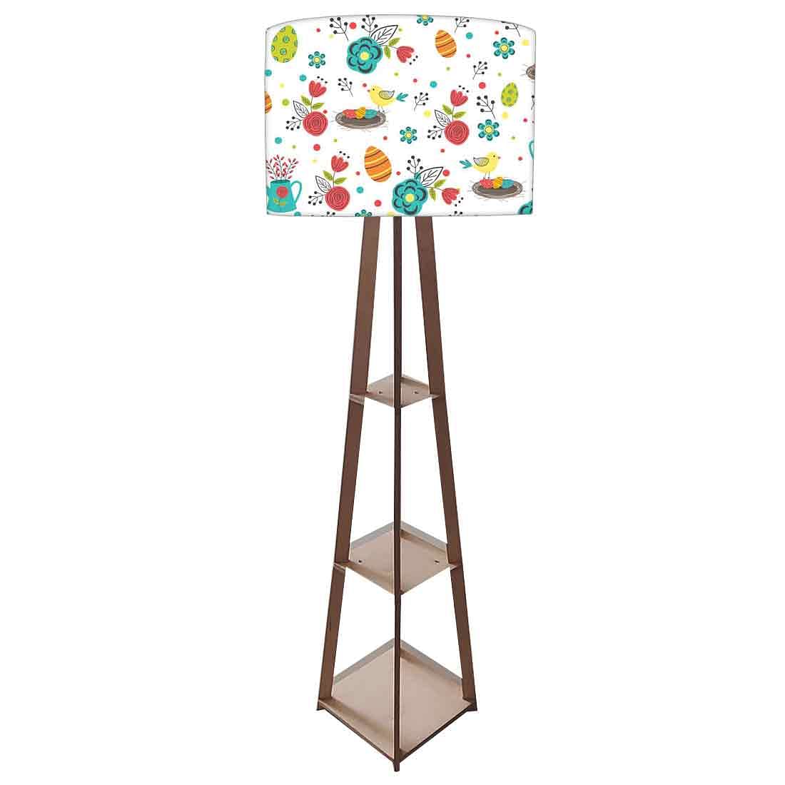 Large Wooden Floor Lamp  -   Colorful Eggs Bird Nutcase