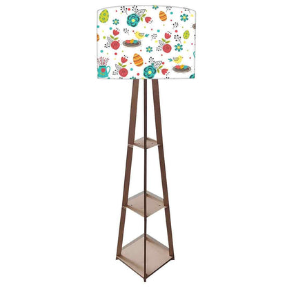 Large Wooden Floor Lamp  -   Colorful Eggs Bird Nutcase