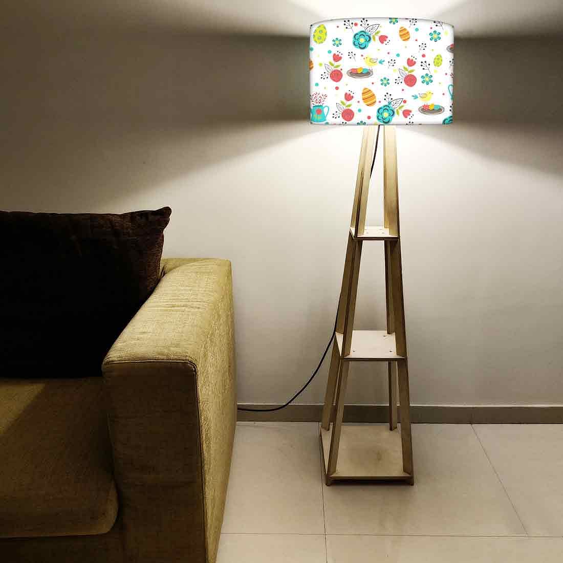Large Wooden Floor Lamp  -   Colorful Eggs Bird Nutcase