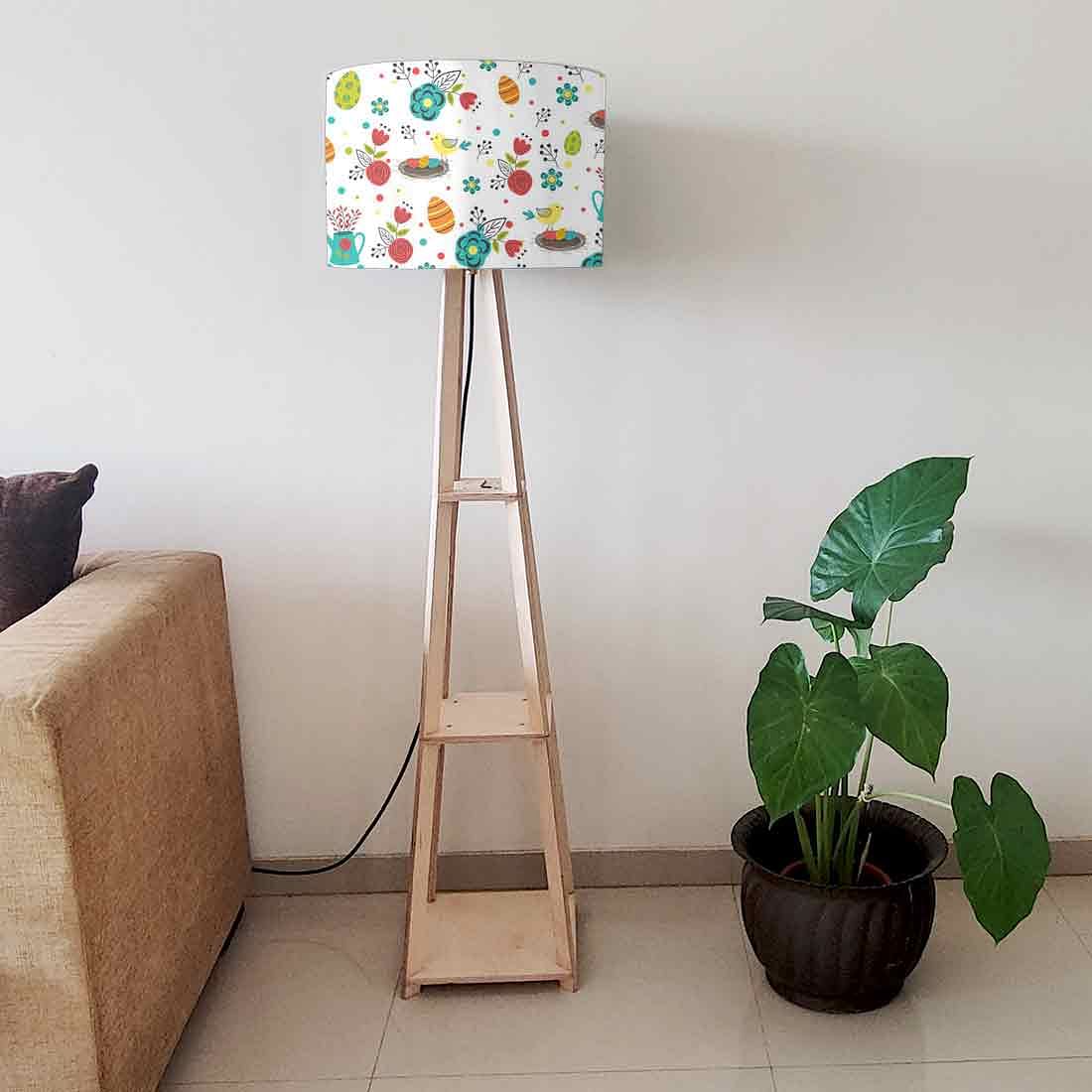 Large Wooden Floor Lamp  -   Colorful Eggs Bird Nutcase